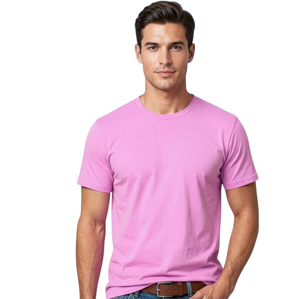 Toptan Bez Çanta orange crew neck t-shirt, 100% cotton, regular fit, plain design.