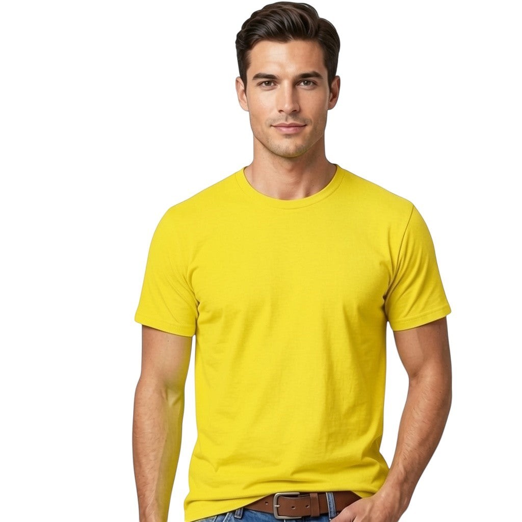 Toptan Bez Çanta orange crew neck t-shirt, 100% cotton, regular fit, plain design.