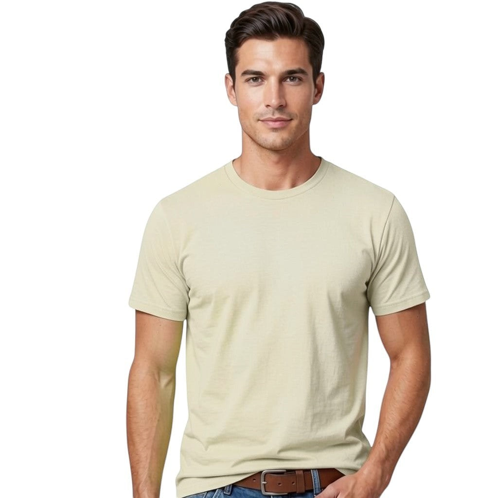 Toptan Bez Çanta orange crew neck t-shirt, 100% cotton, regular fit, plain design.