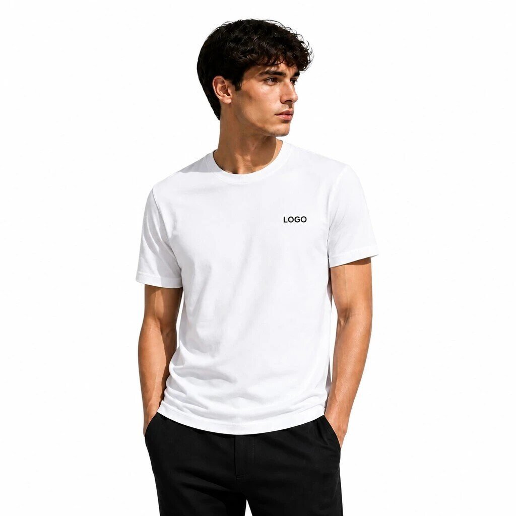 Bisiklet Yaka Baskılı Tişört - SKU: P00010646