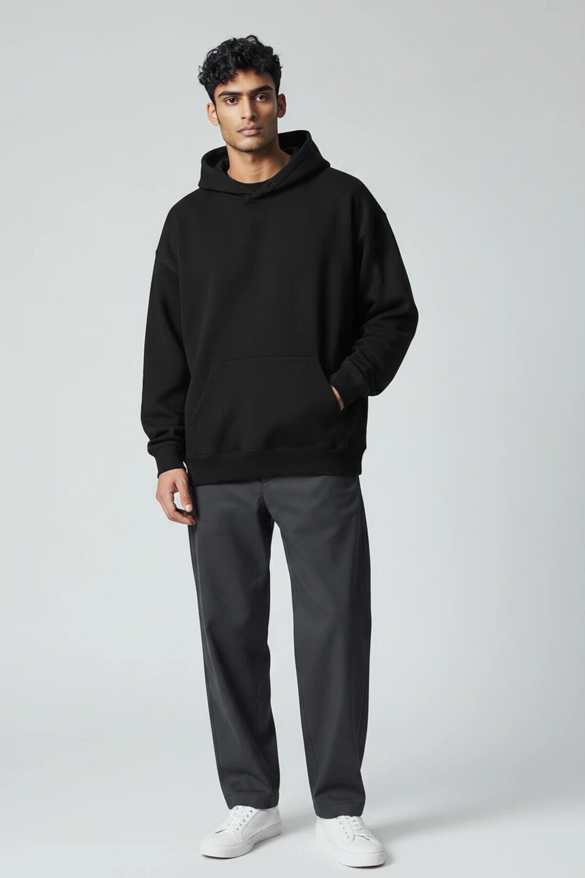 Günlük Pamuklu Kapüşonlu Sweatshirt (Basic Hoodie) - SKU: P00010653