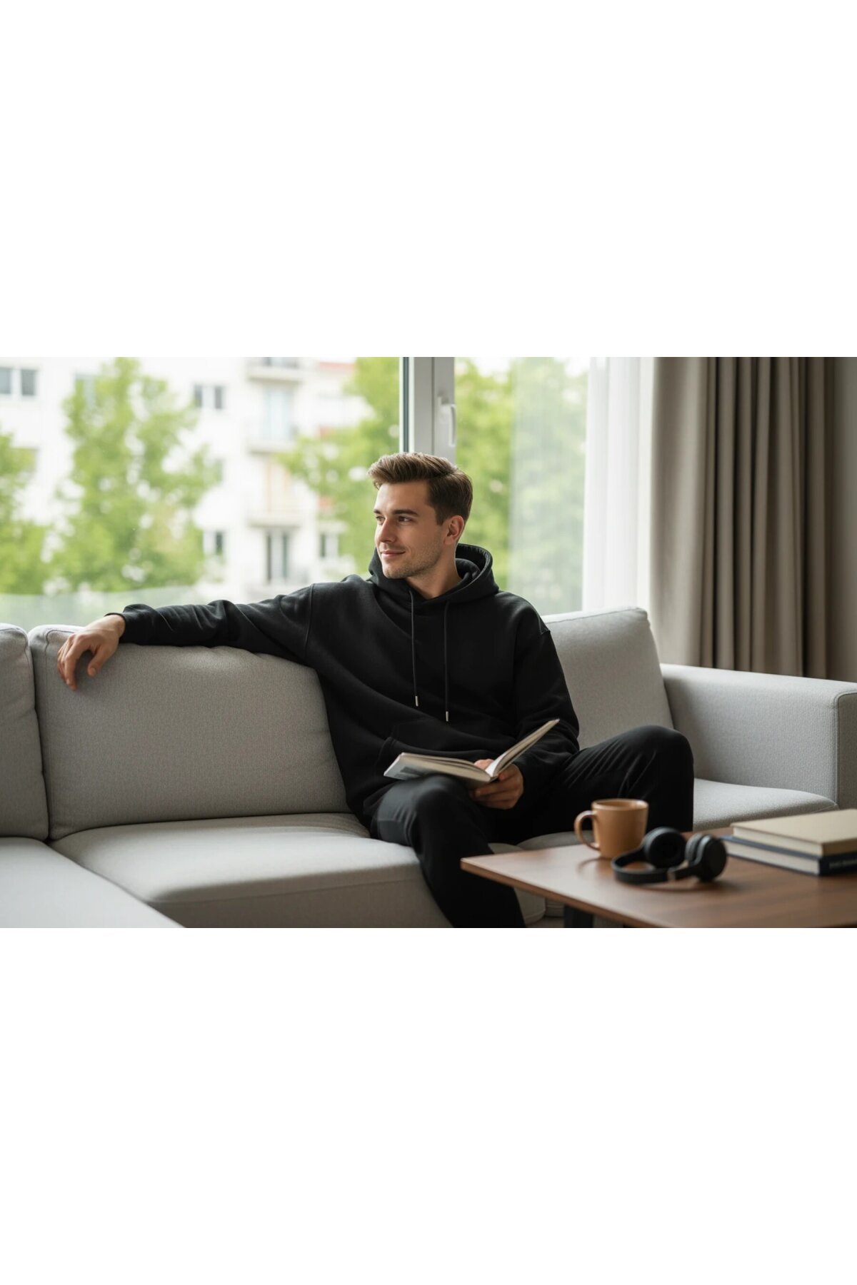 Günlük Pamuklu Kapüşonlu Sweatshirt (Basic Hoodie) - SKU: P00010653